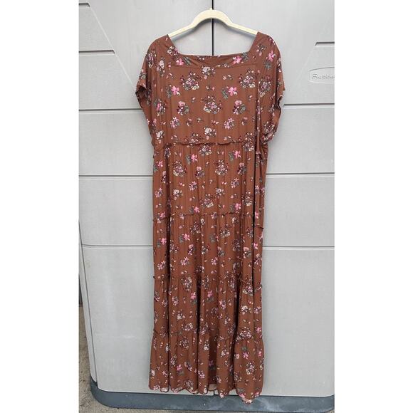 Natural Life Women's Berkley Maxi Dress Brown Bouquets XL Cottagecore Bohemian - Picture 13 of 14